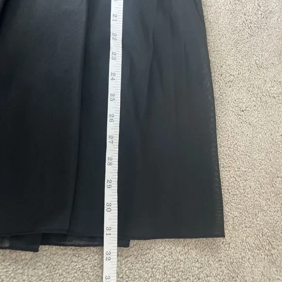 Halara Midi Skirt Medium Black High Waisted Drawstring Contrast Mesh Flowy NEW - Picture 4 of 6